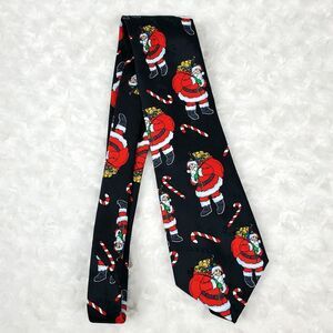 Hallmark Santa Print Tie Black Red
